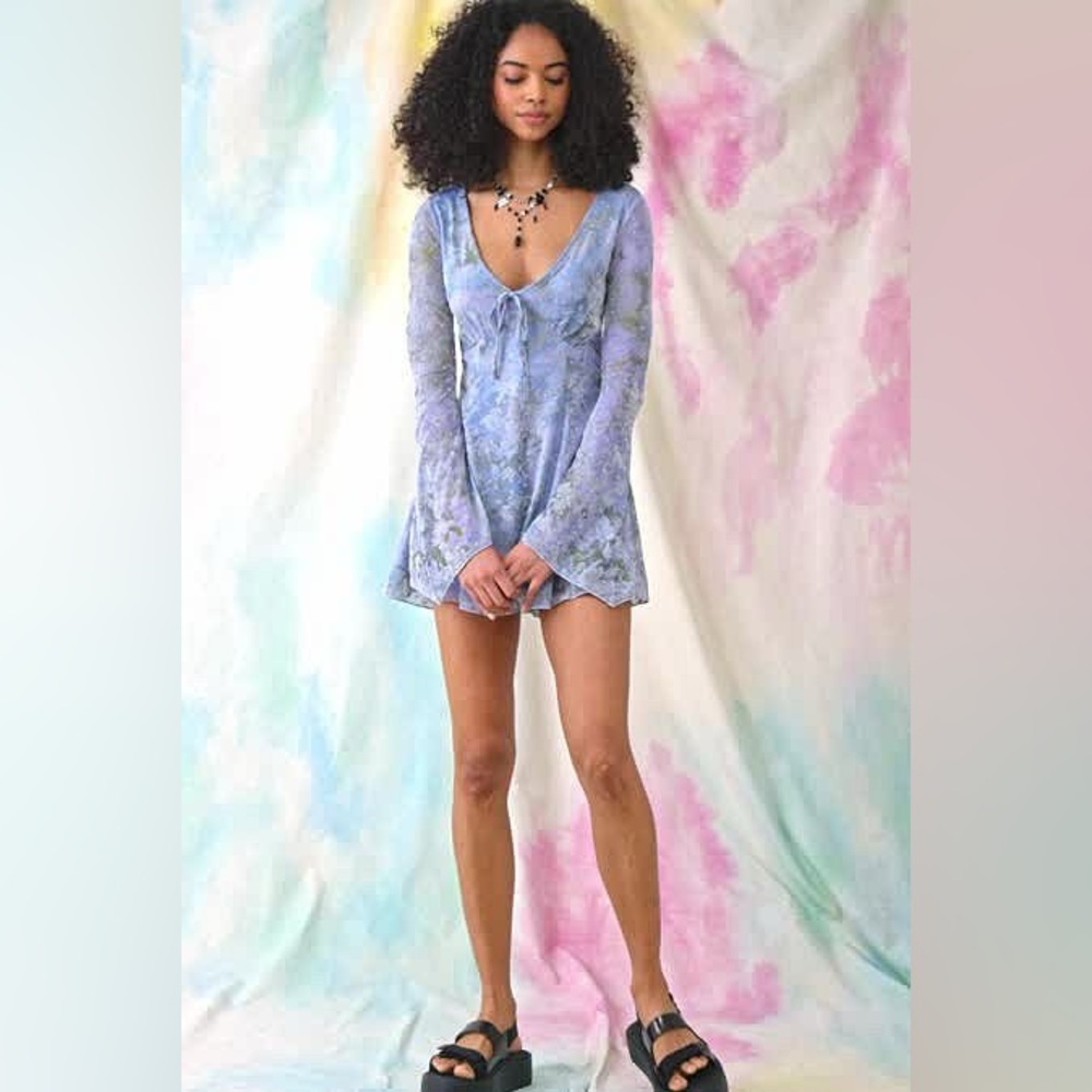 Urban outfitters EVO Mesh blue playsuit size Small S
